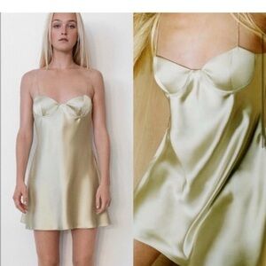 Zara Satin Slip Dress in Light Cream